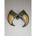 Victorian style Double Claw brooch set in silver mount