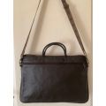 Travel Bag 15 inch - Genuine Leather - With Shweshwe Trim -  Shoulder Strap - Handcrafted in S.A.