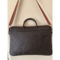 Laptop Bag 15 inch - Genuine Leather - With Shweshwe Trim - Shoulder Strap - Handcrafted in S.A.
