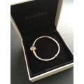 PANDORA Logo Silver Bracelet With 14k And Clear Cubic Zirconia - SKU: 590741CZ