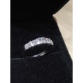 SOLID 9kt WHITE GOLD PRINCESS CUT Diamond Half Eternity Ring