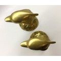 A  MATCHED PAIR  OF SOLID BRASS, DOLPHIN  ORNAMENTS