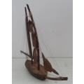 NAUTICAL DE`COR HAND-CARVED & MOLDED IMBUIA WOODEN SAILSHIP DISPLAY MODEL MADE IN THE SEYCHELLES ,