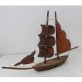 HAND-CARVED & MOLDED IMBUIA WOODEN SAILSHIP   DISPLAY MODEL   MADE IN THE SEYCHELLES ,