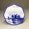 DELFTS PORCELAIN MINI DISPLAY PLAQUES  1 WINDMILL PANORAMIC SCENE  2 SAILING BOATS ON OPEN WATER