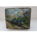 VINTAGE, COLLECTIBLE,  SHARPS TOFFEE TIN BLUE TRAIN / BLOU TREIN IMAGERY