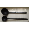 SOLID CAST IRON ,  2 LADLES ,VINTAGE CAST , for smelting, wax pouring, blacksmithing