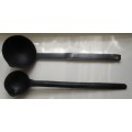 SOLID CAST IRON ,  2 LADLES ,VINTAGE CAST , for smelting, wax pouring, blacksmithing