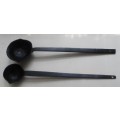 SOLID  CAST IRON , 2 x  LADLES ,VINTAGE CAST , for smelting, wax pouring, blacksmithing