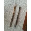 Antique Fork (Metal) and Holder (800 Silver) with wooden Box
