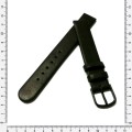 Strap, 14mm watch strap / genuine leather strap / mat black / Strap Made in Germany