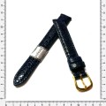 Strap,14mm watch strap, genuine Ostrich leg leather strap, navy blue, Barington, Strap M. in Germany