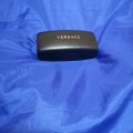 VERSACE LARGE BLACK CLAMSHELL SUNGLASSES CASE GOLD LETTERING