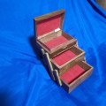 Vintage Wooden Beautiful Style Box with 3 expandable compartments. Collectible Decorative Gift
