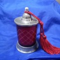 Hand Cut Crystal Candle holder with Red Tassel by J Schrecker Jewelry- 2 Available