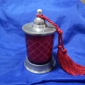 Hand Cut Crystal Candle holder with Red Tassel by J Schrecker Jewelry- 2 Available
