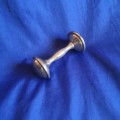 Vintage Silverplate Baby Rattle Dumbbell circa 1940s