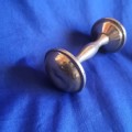 Vintage Silverplate Baby Rattle Dumbbell circa 1940s
