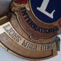Vintage Rare Lions Club International `Lions Meet Here` Wood Sign