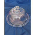 ARCOROC FRANCE VINTAGE MID-CENTURY 1950`S GLASS CHEESE/ CAKE DOME W/ UNDER PLATE 8.5 `