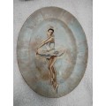 Antique Dancing Ballerina Oil Painting on a John Haddock & Sons Plate. Very old beautiful textures