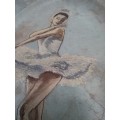 Antique Dancing Ballerina Oil Painting on a John Haddock & Sons Plate. Very old beautiful textures