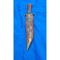 Vintage Indian Brass Fitted Iron Dagger Knife With Wooden Scabbard Cover and sheath lock mechanism