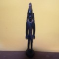 Vintage Rare Wooden Carved Ebony with beads Tribal Art African Masai Man 38cms
