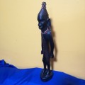 Vintage Rare Wooden Carved Ebony with beads Tribal Art African Masai Man 38cms