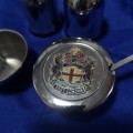 Vintage East London (UK) mini Sugar bowl with Stainless Steel Salt & Pepper shaker and Egg Holder.