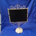Vintage Table Top Chalkboard with metal stand and frame. Beautiful for a Boutique or Coffee Shop