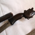 Vintage Knife dagger wooden carved head. Origin Unknown