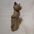 Vintage Cat Hand Carved Solid Wooden Cat