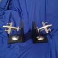 Retro Twin Prop Airplane Bookends Pier One. Propellors are free to turn. Solid