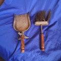 Antique Fireplace Metal Pan & Broom Set. Out of storage after more than 3 decades