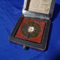Antique Vintage CHINESE BRONZE FENG SHUI LON PON COMPASS Wood 5-Toed Dragon Box