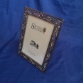 SixTrees 7`x 5` Pewter Scrolled Rose Picture Photo Frame Stand with glass. Unused