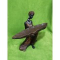 African Statue Sculpture, resin handprinted. Ideal as Reception area sweet/ business cards bowl