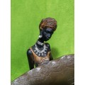 African Statue Sculpture, resin handprinted. Ideal as Reception area sweet/ business cards bowl