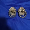 Antique Brass Drop Ring Drawer Pull Handle. 2 available