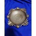 Vintage Brass Ashtray - Ornate with shell design and Engraving- Cigar sized holder