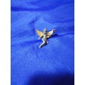 Guardian Angel Pewter Tone Gold Wings February Birthstone  Pin