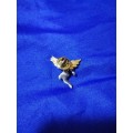 Guardian Angel Pewter Tone Gold Wings February Birthstone  Pin