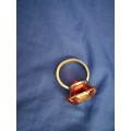 Large silver display ring- Handmade with simulated ruby stone