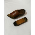 Vintage Wooden Holland Clog Shoe and Brush Wall Hanging.