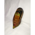 Vintage Wooden Holland Clog Shoe and Brush Wall Hanging.
