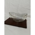 Vintage `Sowerby` heavy sawtooth ribbed glass fruit bowl