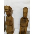 Vintage stunning wood carved figurines (6)- Origin unknown
