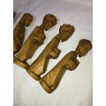 Vintage stunning wood carved figurines (6)- Origin unknown
