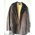 Mens Jacket \ Coat. size 38. Brown with Dark brown Faux Fur Collar.